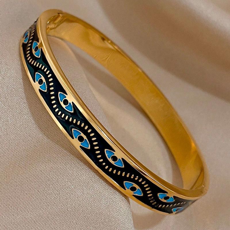 Vintage Enamel Evil Eye Pattern Exquisite Bracelet For Women Jewelry Accessries Gifts