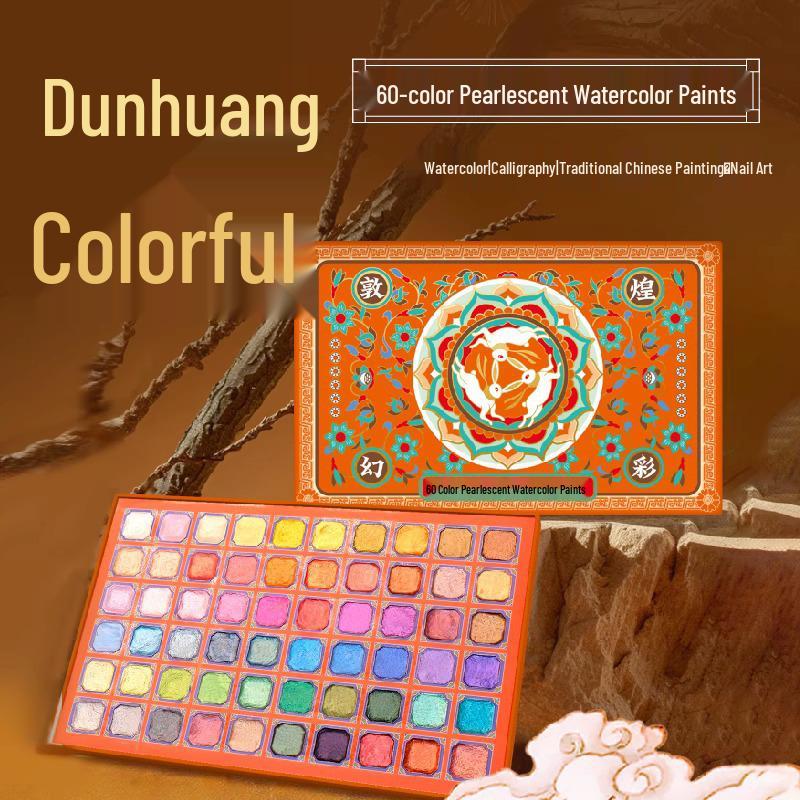 Feile Bird 60-Farben Dunhuang schillernde perlmuttfarbene Aquarell-Geschenkbox für chinesische & Thangka Goldlinienmalerei