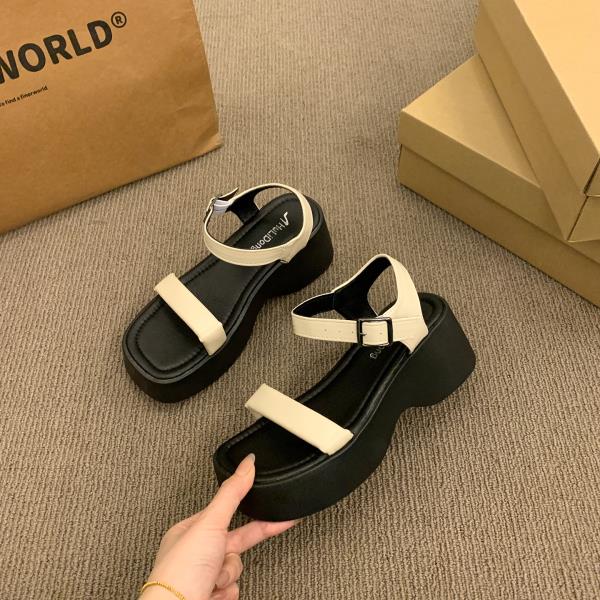 Fashion Clogs With Heel Sandals On A Wedge All-Match 2025 Women's Female Shoe Thick Platform New Outside Girls Summer Fashion Rome