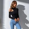 YYFS Dámská móda Ležérní Jednobarevný potisk Léto Jaro Body s dlouhým rukávem