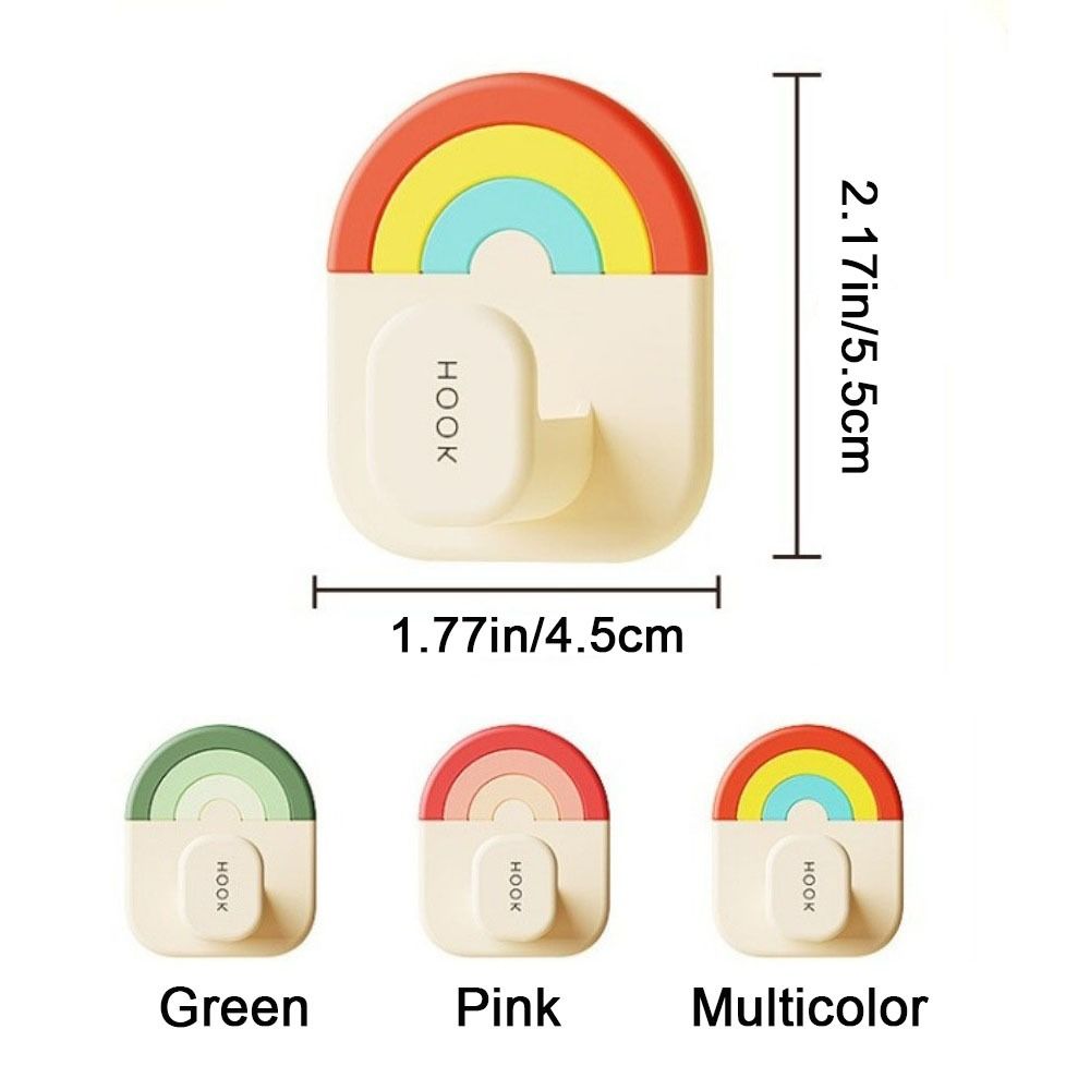 6Pcs Creative Plastic Rainbow Hook Self Adhesive No-Drill Wall Door Hook Waterproof Decorative Key Holder Kitchen