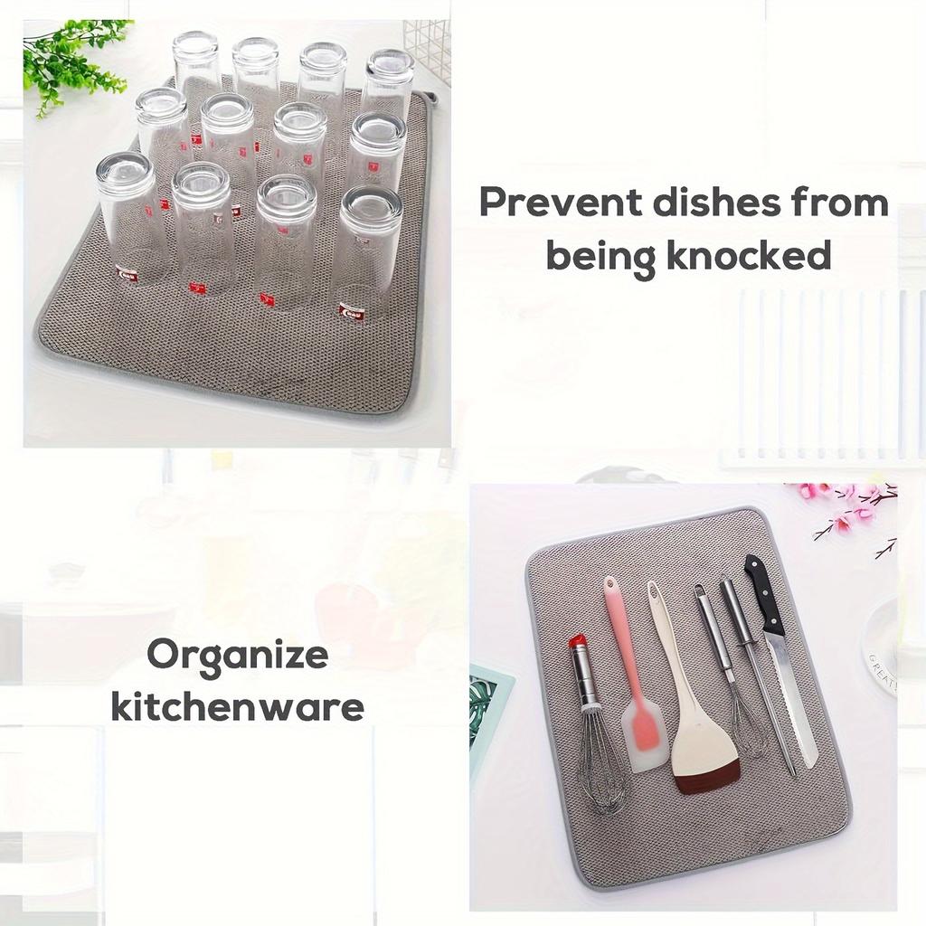 2 Pcs Large Dish Drying Mat for Kitchen Counter, Microfiber Absorbent Dish Drying Pad, Dishes Drainer Mats for Countertops, Sinks, Draining Mat