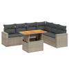 7-teiliges Gartensofa-Set mit Kissen aus grauem Poly-Rattan