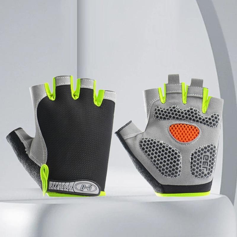 1Pair Sports Half Finger Bike Gloves Outdoor Cycling Fitness Breathable Shock-Absorbing Anti Slip Running Gym Half Cut Gloves