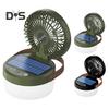 Solar Camping Fan Light Modes Speed Adjustable USB Rechargeable 2-In-1 Multi-purpose Outdoor Hiking Tent Hanging Fan Lamp Emergency Lantern