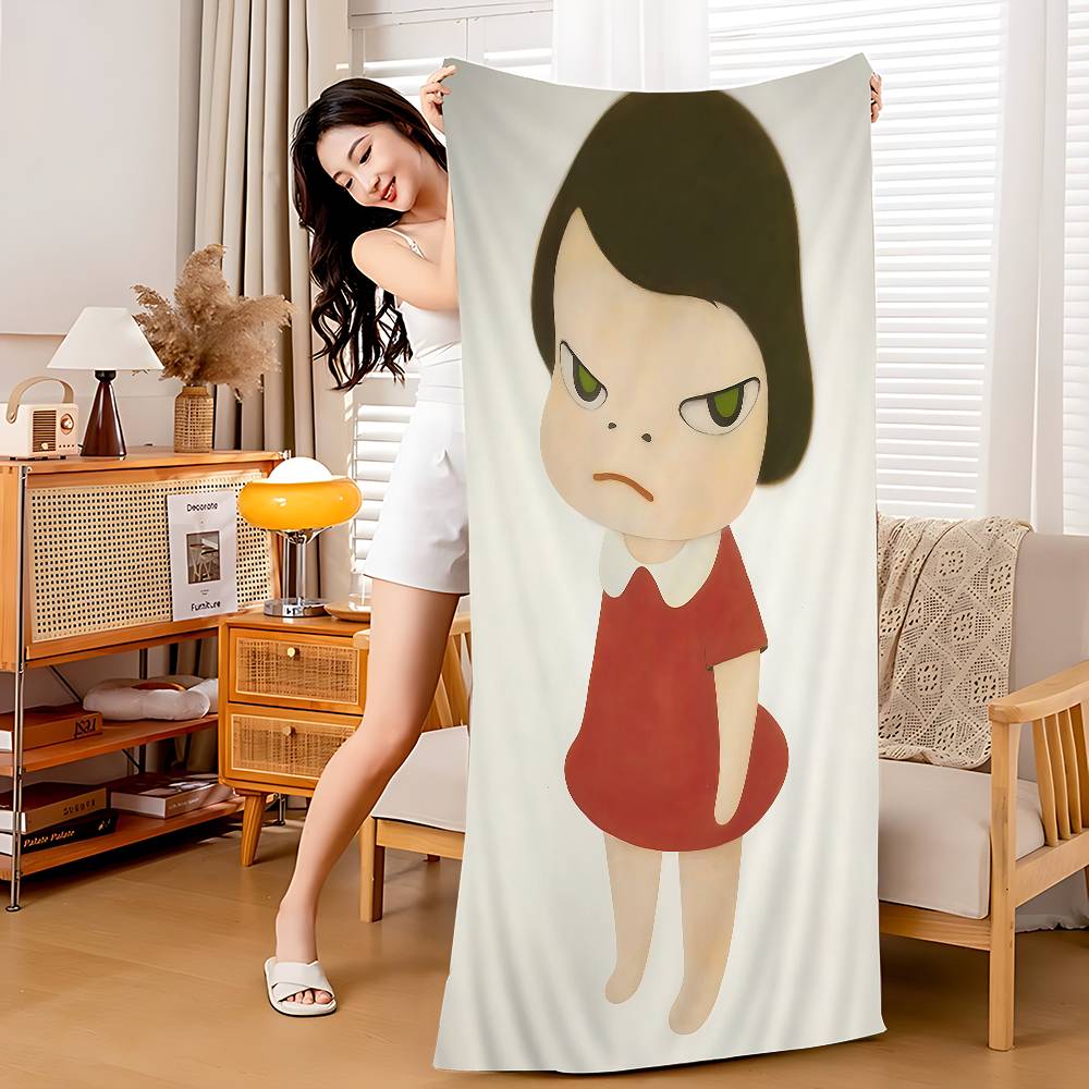 Y-Yoshitomo Nara Art Lovely Melancholy Microfiber Beach Towel Absorbent Quick Dry Soft Yoga Swimming Resort Mountain Climbing