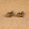 1 Pair Antique Copper Zodiac Lucky Rabbit Statue Ornaments Vintage Solid Brass Animal Miniature Figurine Tea Pet Desk Decoration