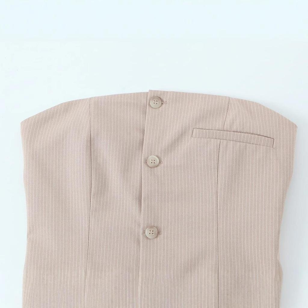 Spring 2025 Women's European & American Style Strapless Slimming Short Dress