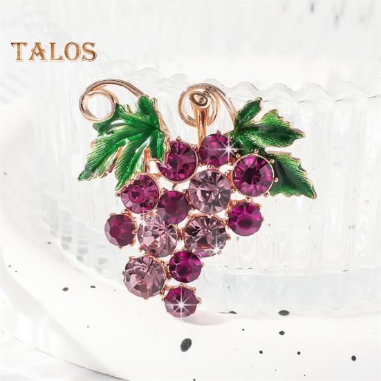 Pin Rhinestones Brooch Stunning Shiny Inlaid Grape Shape Pin Collar Coat Badge Dresses Party Evening Attire