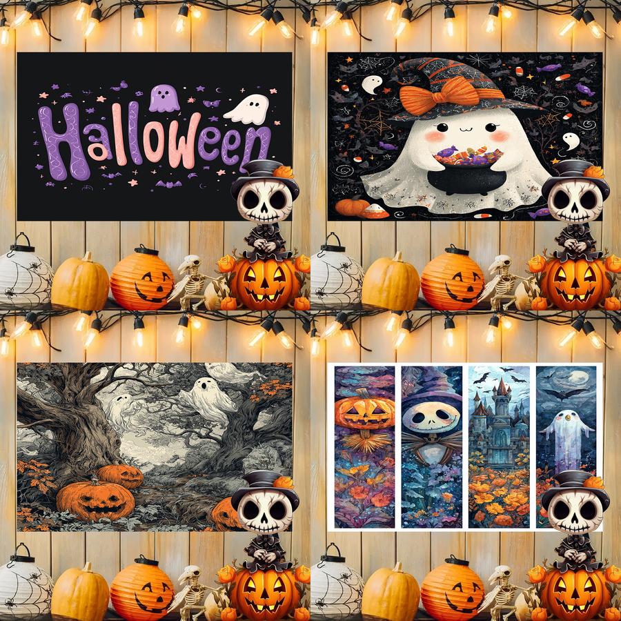 Spooky Floral Ghost Tapestry Background Cloth Hanging Cloth Bedroom Bedside Decorative Wall Cloth Rental Dormitory Tapestry