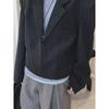 Womens Short Blazer 2025 Solid Color Zip Front Shoulder Pad Split Line Casual Jacket