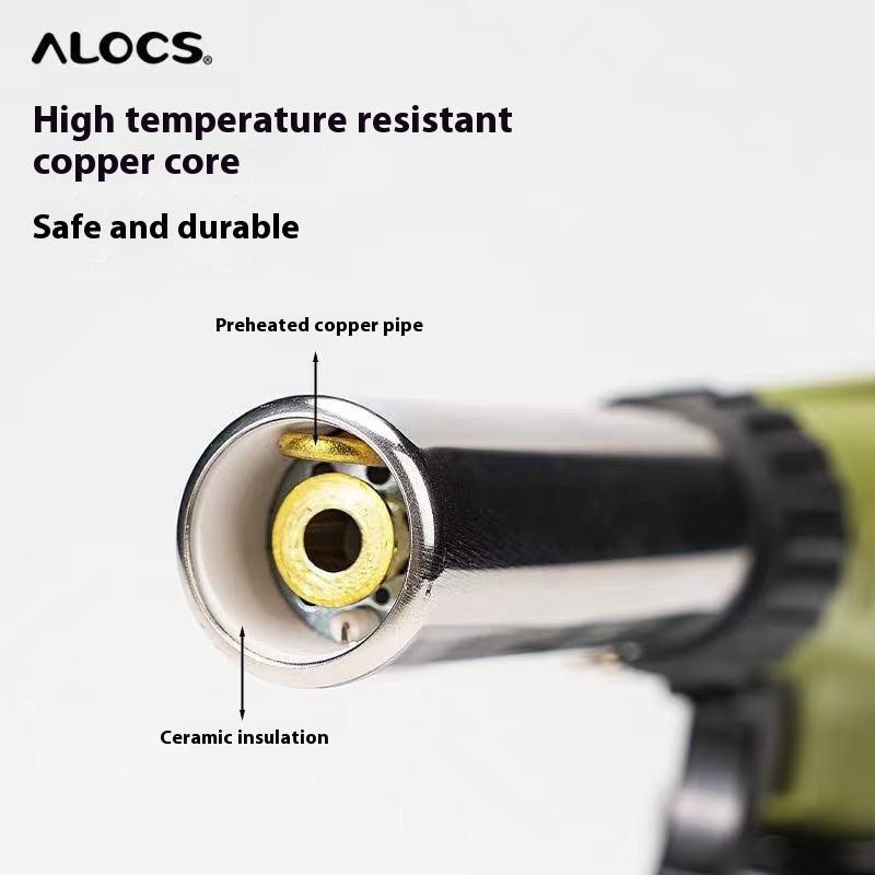 ALOCS Outdoor Camping Green 1300°C Portable Vaporizer - Adjustable Soft/Hard Flame, Electronic Ignition for Cooking and Lighting