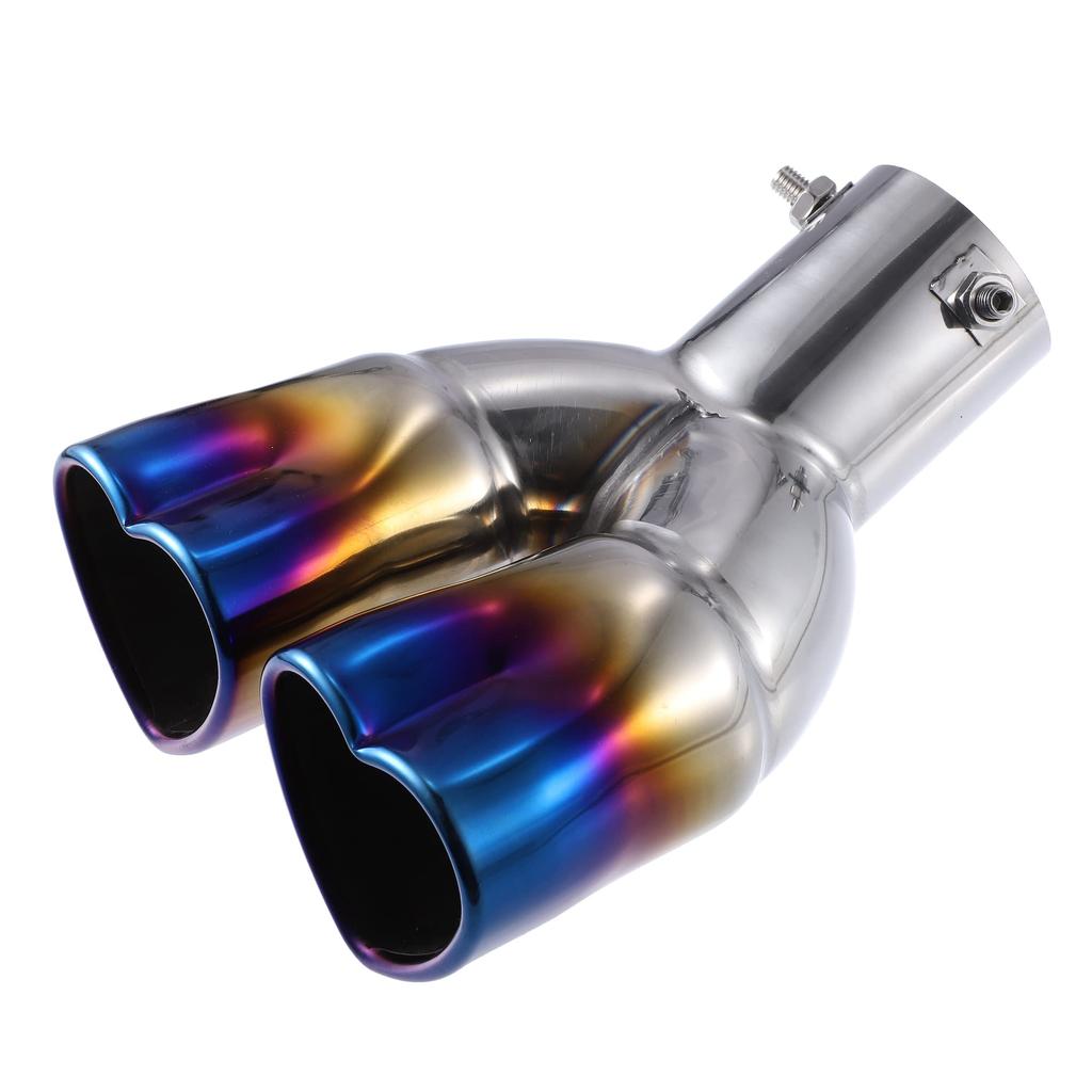ABSOPRO Muffler Dual Downward Exhaust 60mm Universal Fit for Exterior Dual Outlets Cutter, Pipe, Heart-Shaped, Bolt-On, Metal, Diameter,