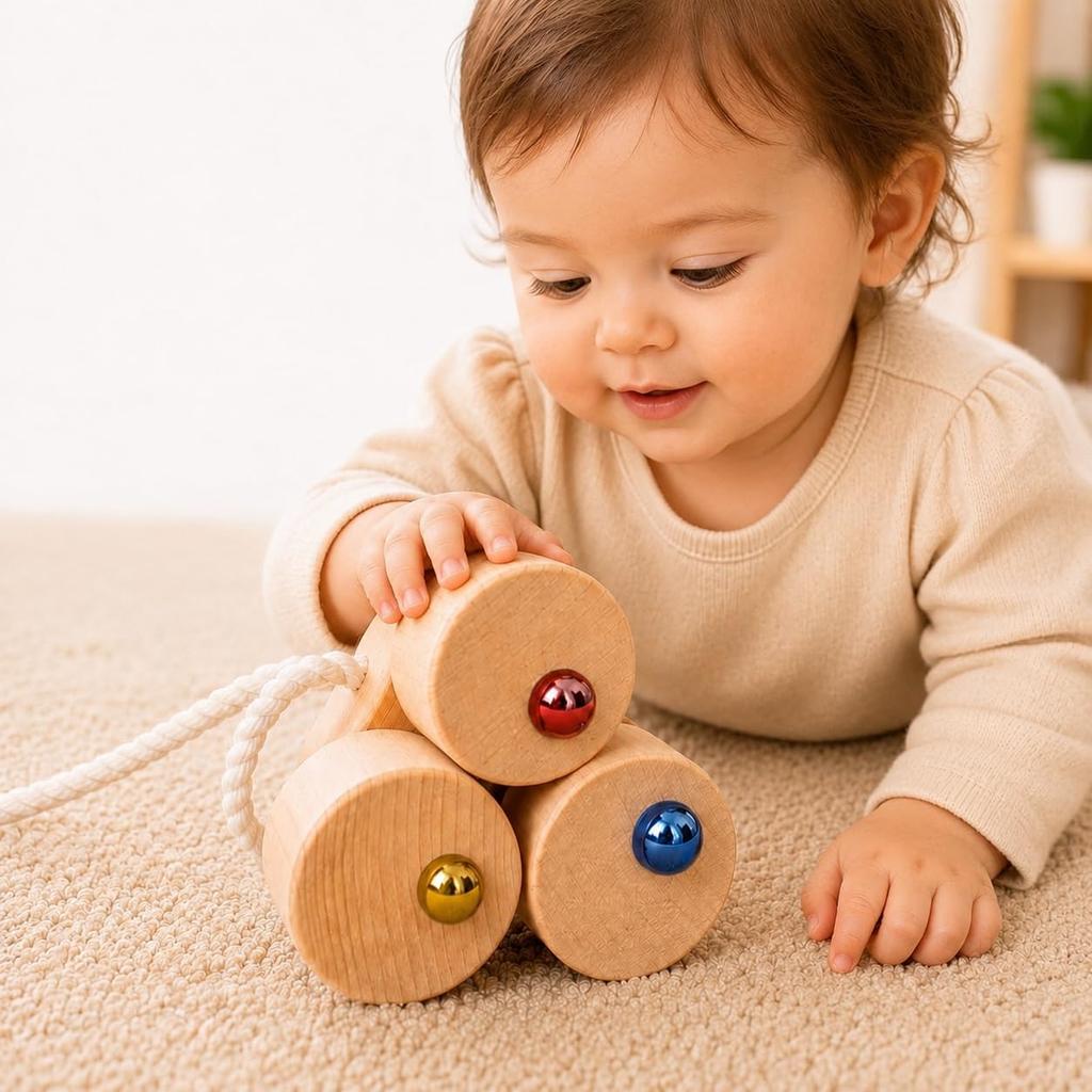 Six-wheeled Car (wooden Toy Pull Toy) - Japan Good Toy Award Winner. Wooden Toy, Educational Toy, Car, Pull Toy, Ranking, Rattle, Rattle, Boy, Girl,