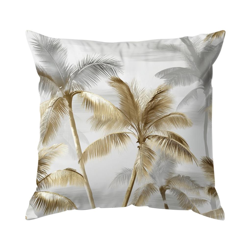Vintage Gray And Gold Leaves Cushions Pillowcase Polyester Cushion Cover Throw Pillow Pillowcover Home Car Sofa Decor