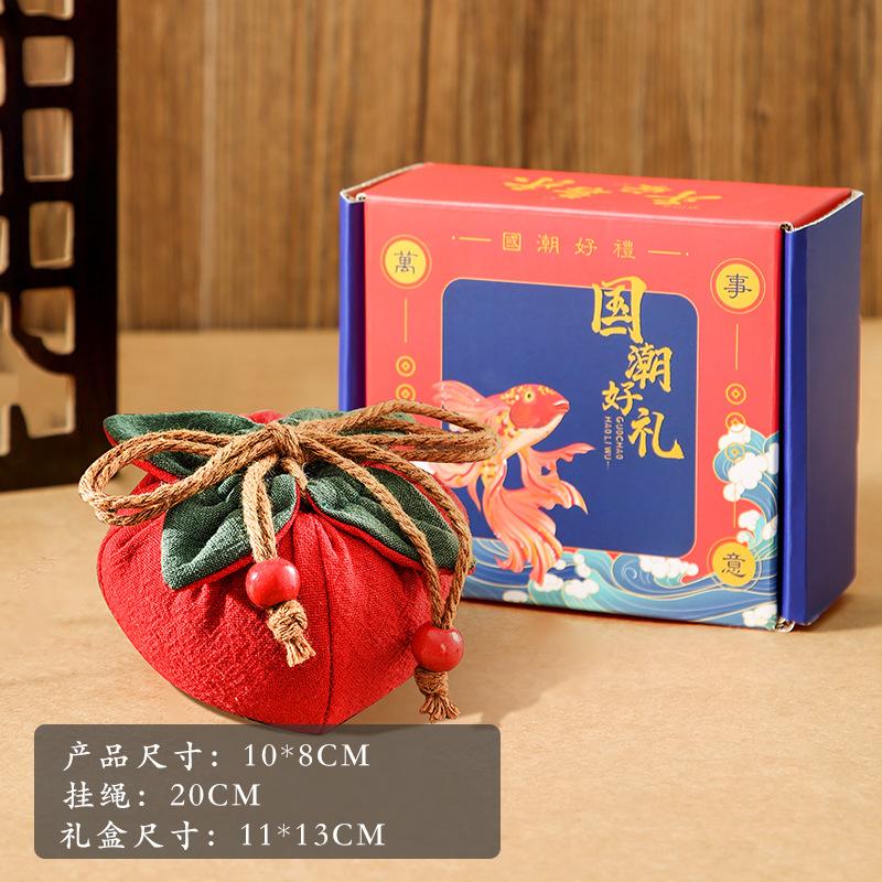 Incense Bag with Persimmon Pendant, Can Be Hung On Rearview Mirror or Car,Blessing Purse,Empty Bag Material Kit for Good Fortune