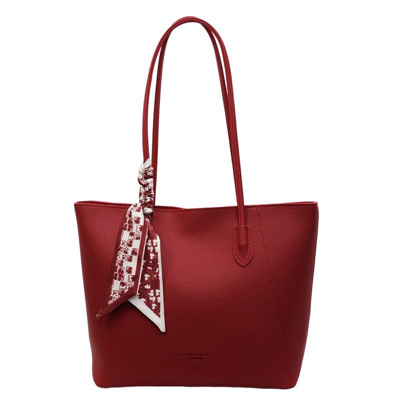 Large Capacity Red Bag Women's Versatile New Casual Shoulder Handbag Commuter Tote Bag
