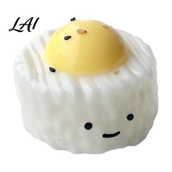 Simulated Rice Ball Toy Yolk Squeeze Toy Smiling Cartoon Dumpling Sensory Stress Relief Slow Rebound Fake Food