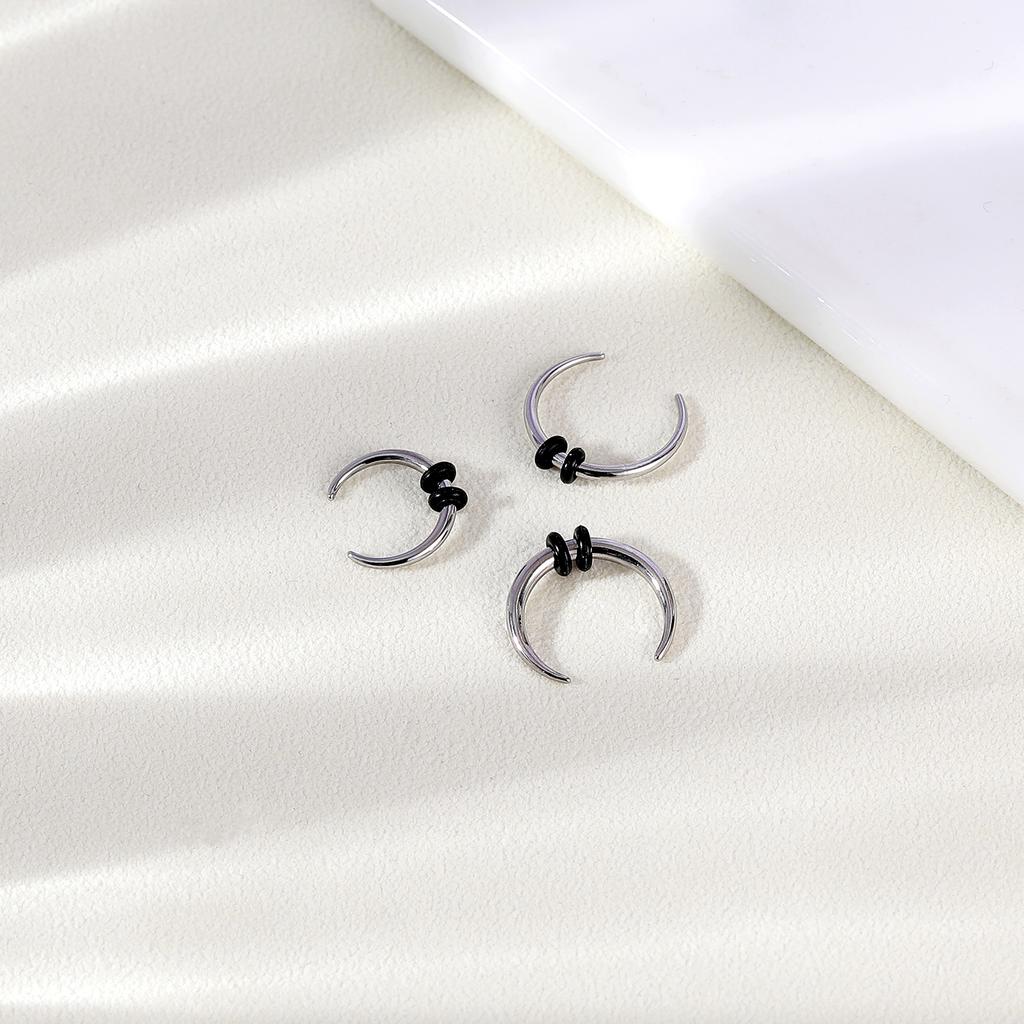 1 Piece Punk Ox Horn Shape Stainelss Steel Septum Piercing 14G&16G Taper Stretcher Nose Ring Black Noses Expander 8MM/10MM