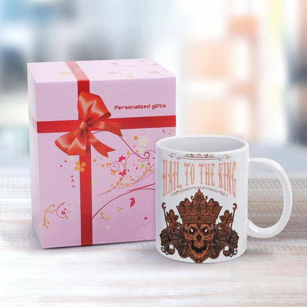 11oz Weiße Keramiktasse mit beidseitigem Druckdesign, Perfekt für Morgenkaffee und entspannende Getränkemomente