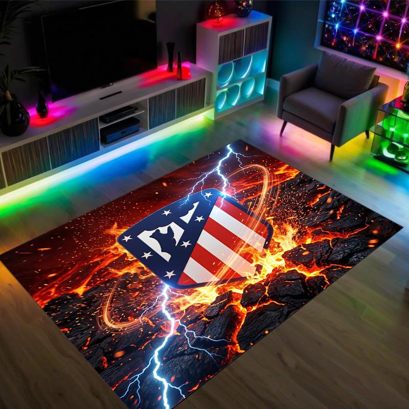 Atletico Madrid Design Crystal Velvet Carpet Cozy Non?Slip Printed Rug For Bedroom Living Room Entrance
