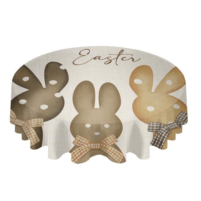 Easter Watercolor Rabbit Flower Round Table Cloth Festival Dining Waterproof Tablecloth Table Cover For Wedding Party Decor