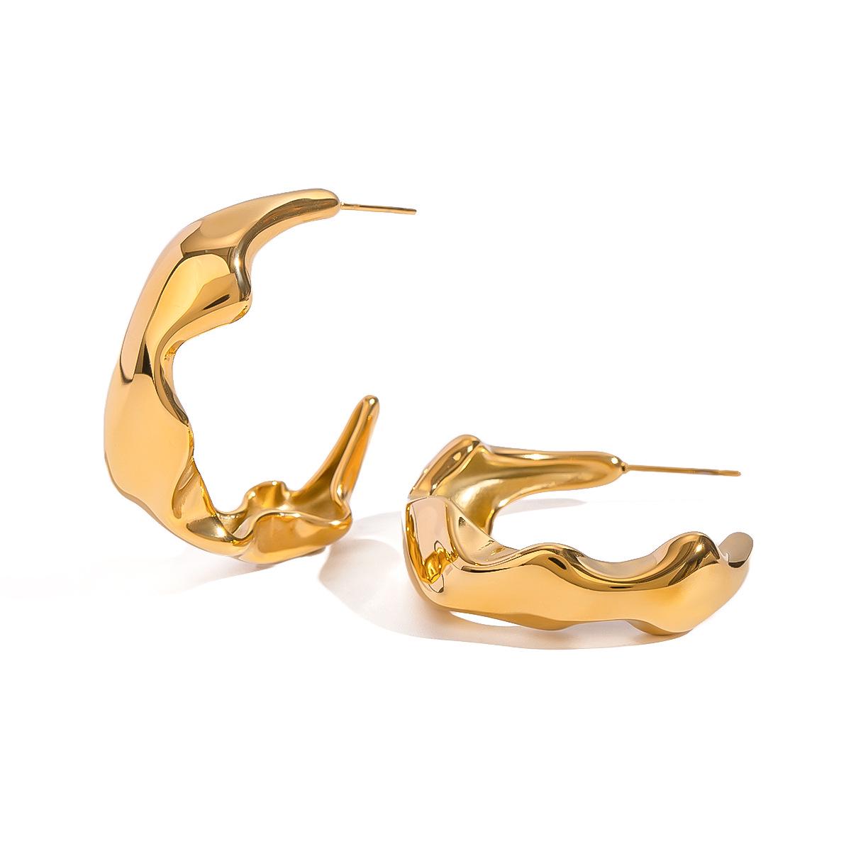 

18k Gold C-Shaped Polished Stainless Steel Earrings