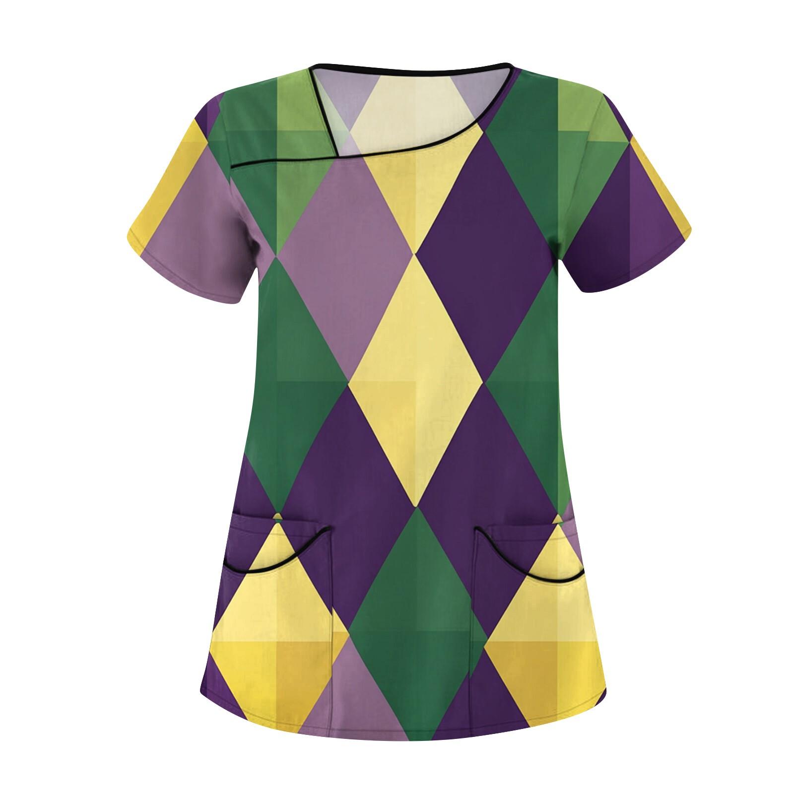 

Женская повседневная рабочая одежда с короткими рукавами и наклонным воротником с принтом и двойными карманами S жёлтый