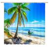 3D Shower Curtain Sunny Beach Seaside Landscape Printed Bathroom Curtain Waterproof Fabric With Hooks Home Decorate Bath Screen