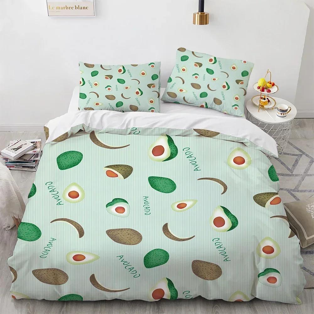 Cartoon Avocado Fruit Funny Comfortable Duvet Quilt Cover Pillowcase Bedding Set Children Bedroom Decoration Home Textile