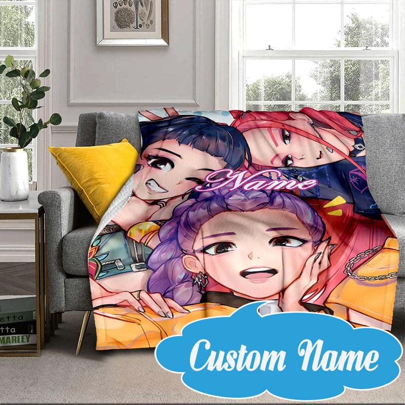 Custom Name Fantasy Night Trio K-Pop Blanket bed sofa Blanket Flannel Blanket for Camping, Hiking, Picnic Essentials,gift for Fan family