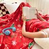 1pc Christmas Thickened Flannel Blanket Red Coral plush Blanket Air-conditioned Blanket Gift Modern and Simple Polyester