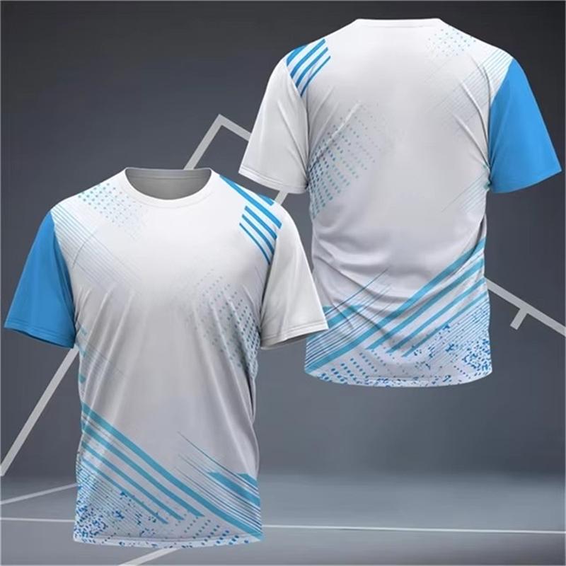 Simple Geometric Patterns Badminton T Shirts For Men Summer Fashion Short Sleeve 3D Printed T-shirt Casual Oversized Sports Tees