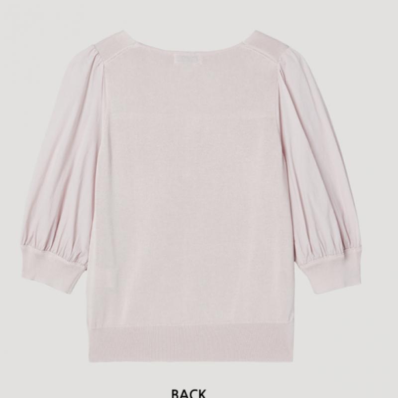 [She S miSS] Texture Block Square Neck Knit Top SSkpop22250