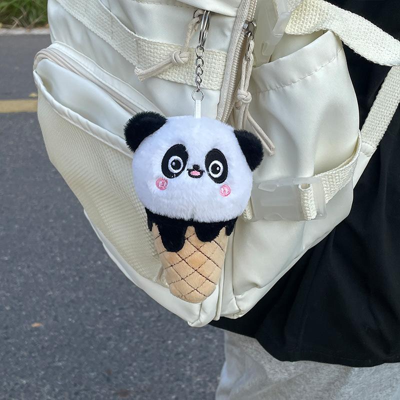 Creative Cartoon Cone Panda Keychain Pendant Ice Cream Hanger Doll Cute Bag Accessories
