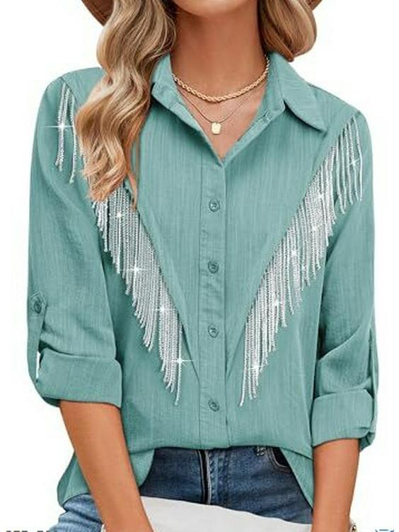 Summer Women's Unique Vertical Stripe Print Long Sleeve Shirt