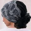 Embroidery Lace Turban Cap for Women Summer Breathable Head Wraps Bonnet