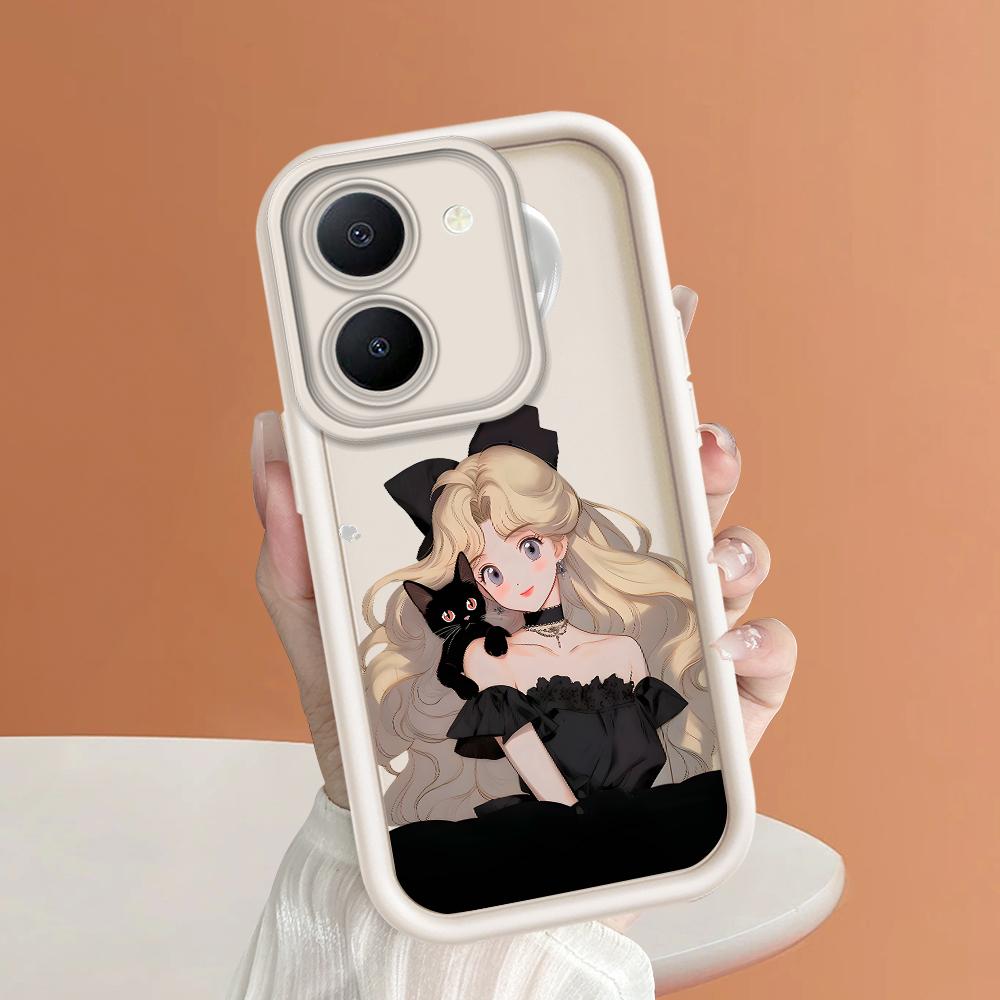 Soft Silicone Square Ladders Cartoon Pattern Full Cover Camera Protection Shockproof Case for iPhone Infinix Tecno Vivo