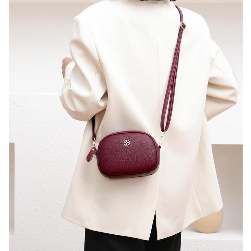 Johnature Mini borsa piccola rotonda Borse a tracolla e a tracolla da donna alla moda Pochette da donna versatili in morbida pelle