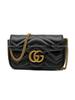 Gg Marmont Gold Retro Double G Logo With Key Ring V-Shaped Stitched Leather And Cowhide Single Shoulder Messenger Bag Ultra-Mini Women'S Black