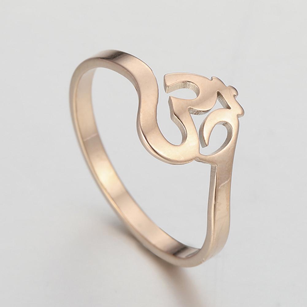 Dawapara Univerzální symbol harmonie Aum OM Prsten Unisex Hinduistický snubní prsten Buddhismus Jógové šperky Nerezová ocel