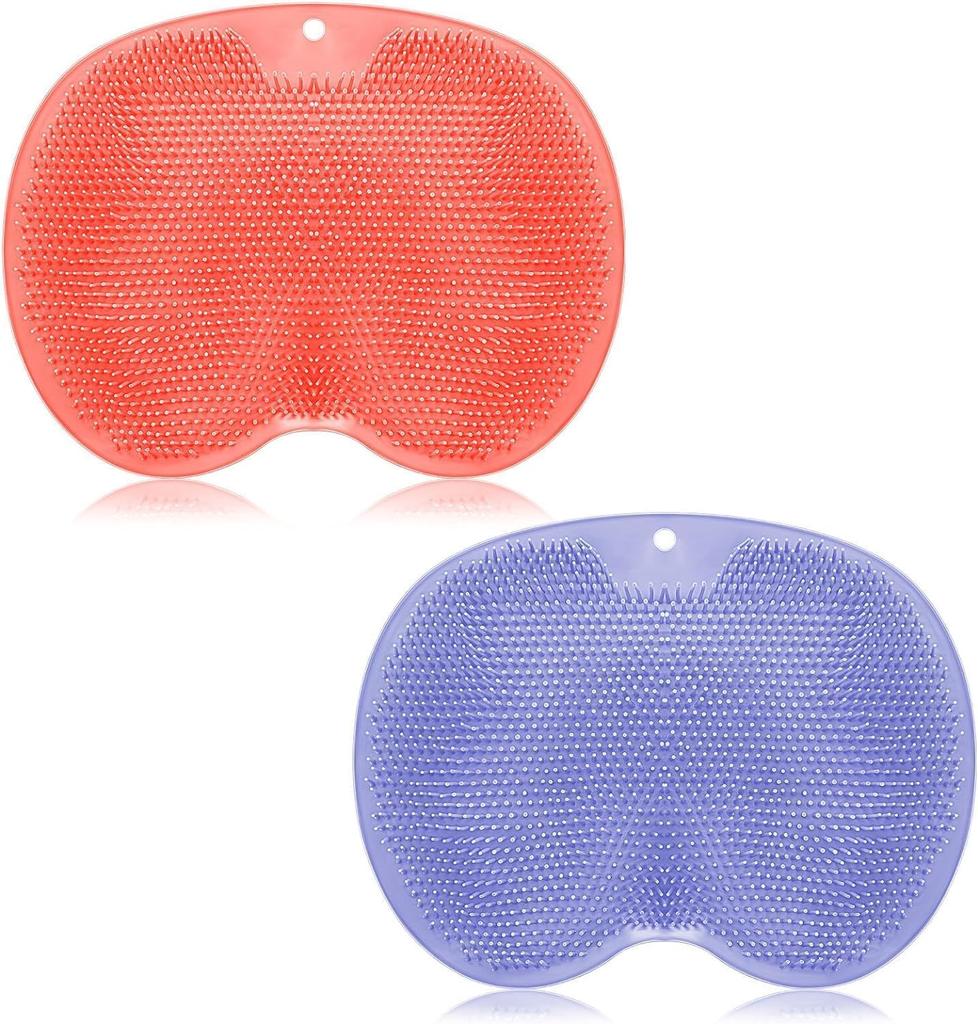 Toilet And Shower Foot & Back Scrubber Mat with Suction Cups – Wall-Mounted Silicone Exfoliating Foot Brush & Back Washer for Dead Skin Removal –
