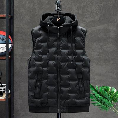 2021Down Vest Men Casual Waistcoat Sleeveless Jackets Men Hooded Vest