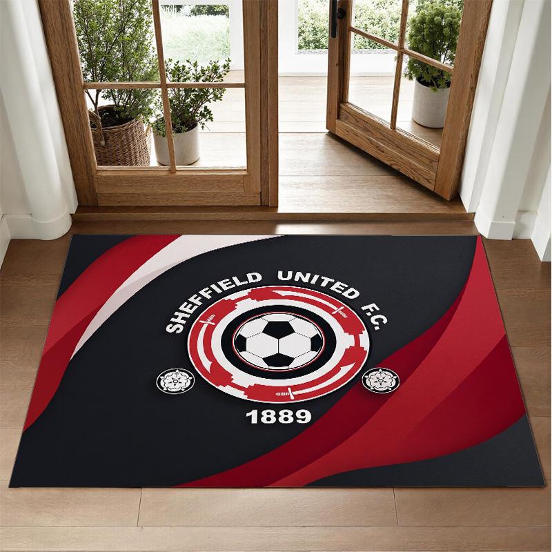 Sheffield United Football Design Crystal Velvet Rug Soft Decorative Mat for Bedroom Entrance