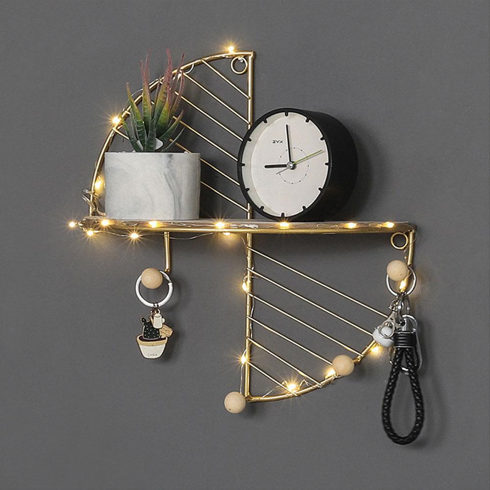 Modern Minimalist Creative Semi-Circular Rectangular Wall Shelf Living Room Office Color Wrought Iron Storage Multifunctional