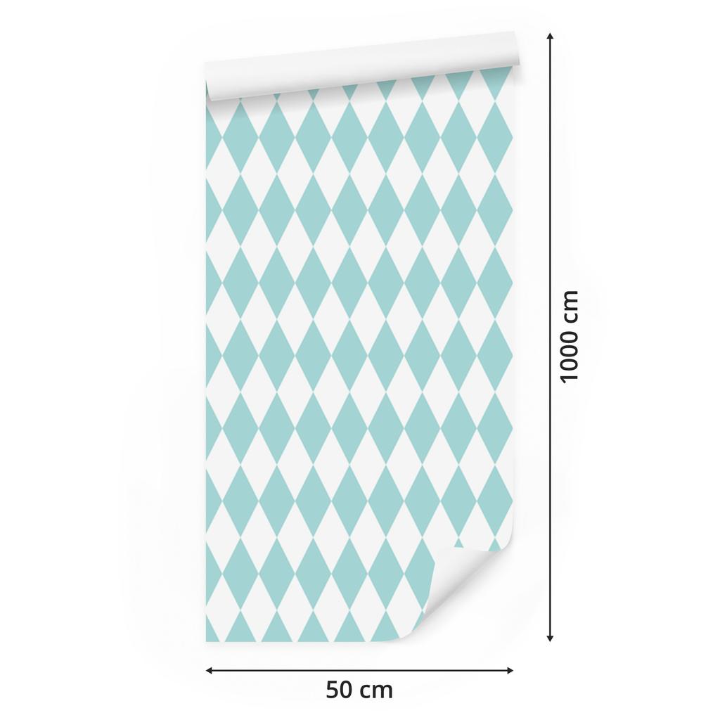 Harlequin Diamonds Wallpaper White and Celadon for Living Room and Bedroom 50x1000