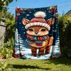 1pc Winter Deer Outdoor Personalized Flannel Blanket, Soft, Lightweight Personalized Flannel Blanket, Digital Printing,