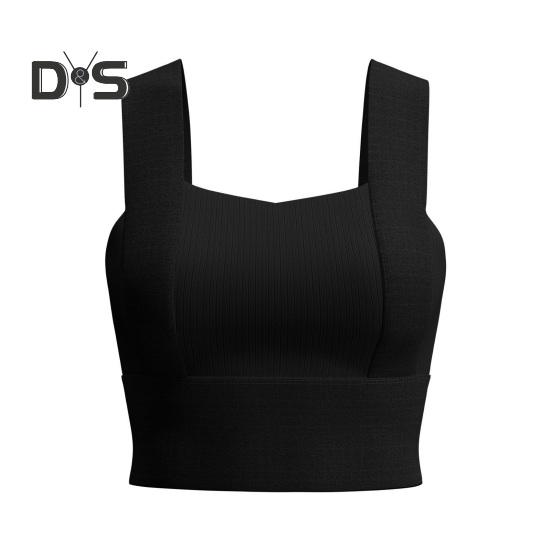 Dámská sportovní podprsenka se čtvercovým výstřihem, polstrovaný cvičební crop top s vestavěnou podprsenkou pro jógu, posilovnu, fitness, běh