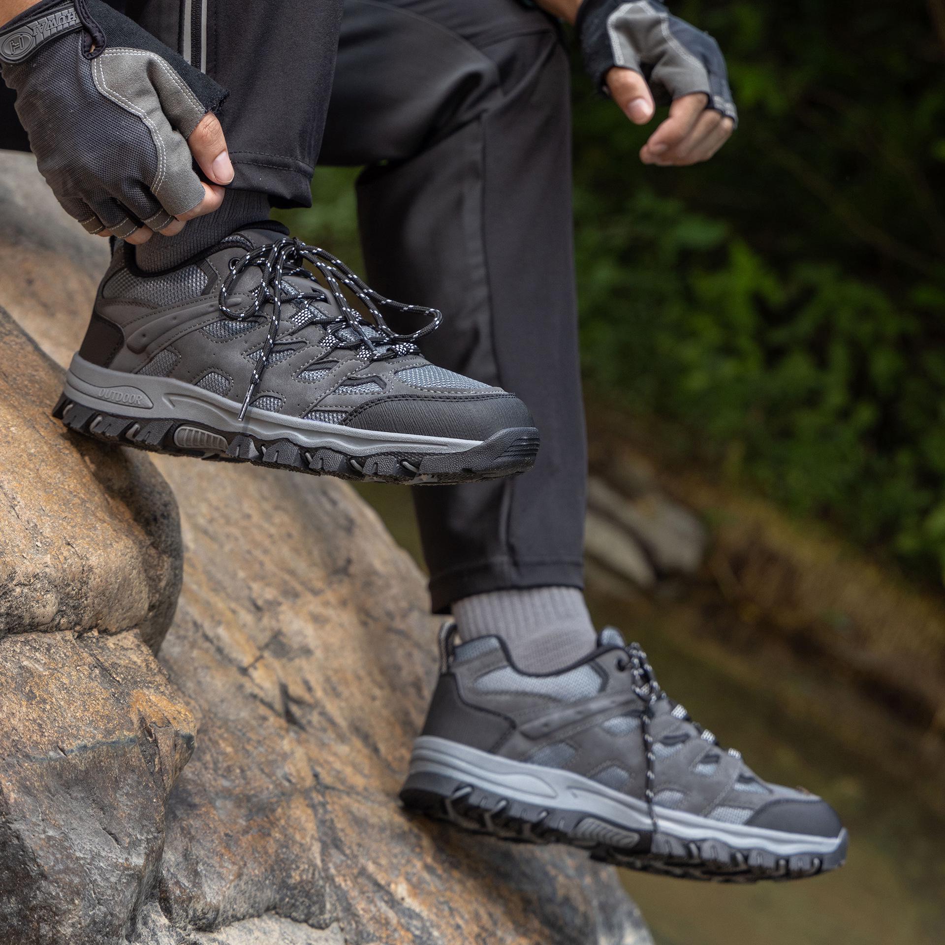 Men s Large Size Mesh Hiking & Trekking Shoes - Thick-Soled Outdoor Casual Footwear 47 серый