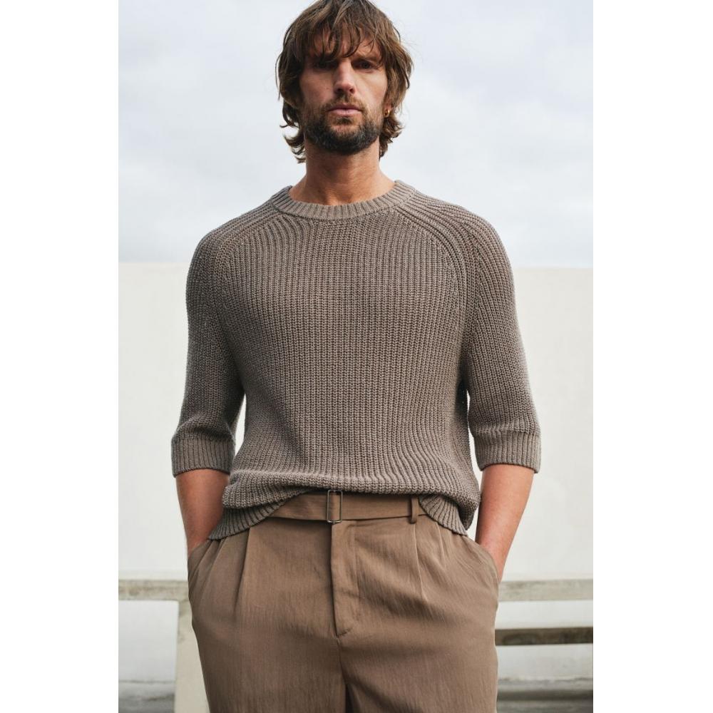 

Свитер с короткими рукавами HM Regular Fit, темно-серый XS